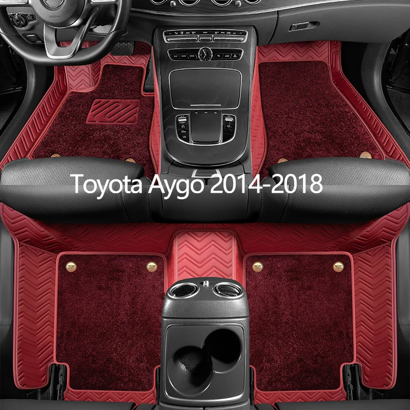 Vlastné kožené podlahové rohože pre podlahy pre Toyota Aygo 2014 2015 2016 2017 2018