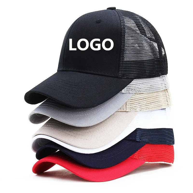 Vlastné logo Cotton Snapback Logo Logo Nízko profil Kontrastné kontrast vertikálne sieťové čiapky letná pláž hip hop baseballové čiapky