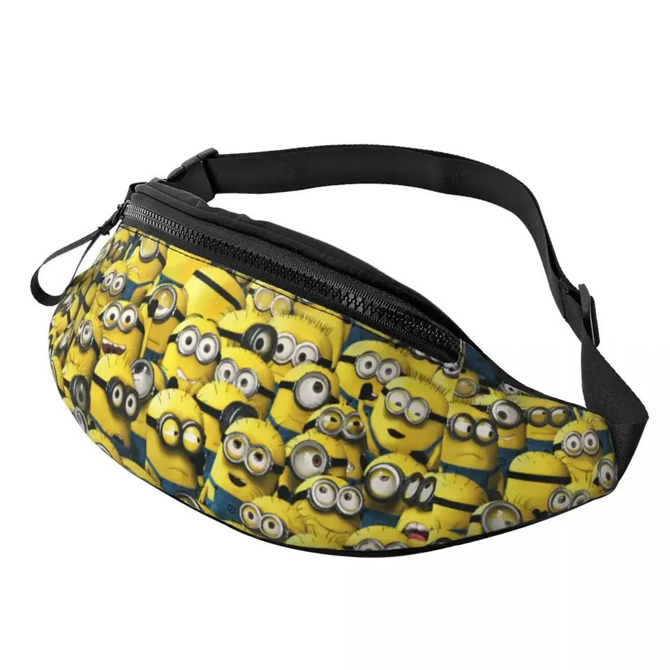 Vlastné M-Mínions karikatúry banány Fanny Pack Ženy Men Men Crossbody Waist Bag na turistický telefónne peniaze