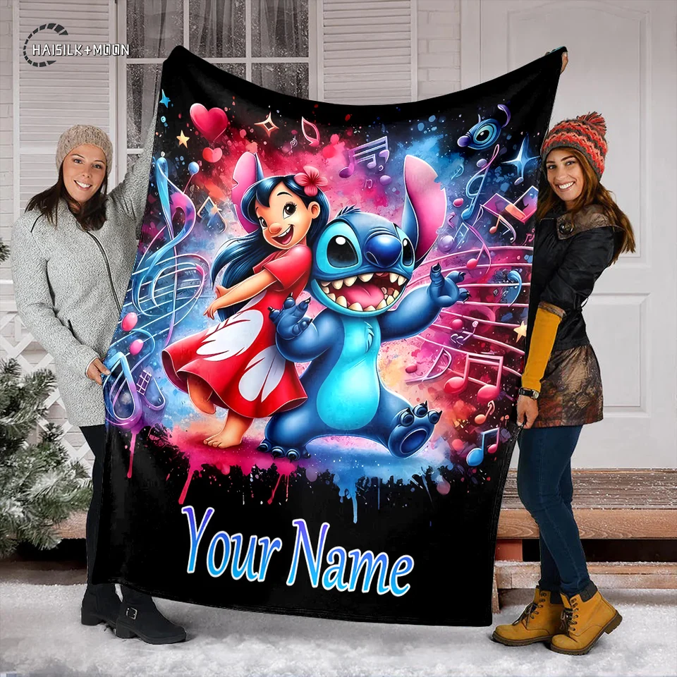 Vlastné meno personalizovaná prikrývka Disney steh nadýchaný mäkký flanel pohovka pre dospelých prikrývku Office obed prestávka prikrývka Darček darček