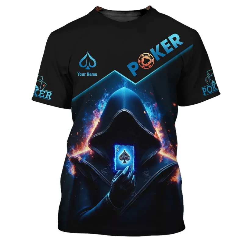 Vlastné meno poker Grafické tričko pre mužov Dámske neformálne tričká s krátkym rukávom tričká Streetwear Pánske poker Tlačené tričká