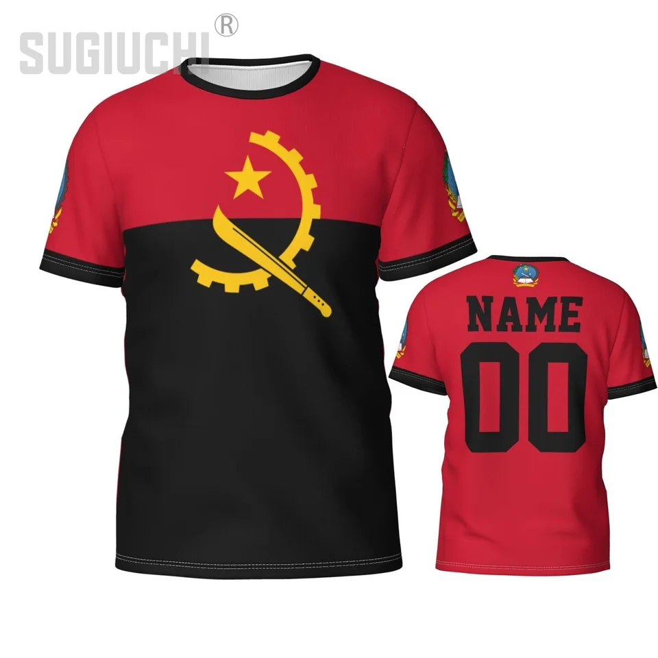 Vlastné meno číslo Angola Flag Emblem 3D tričká pre mužov pre mužov Dámske Tees dres tím tímu Futbalové futbalové fanúšikovia darček Tričko