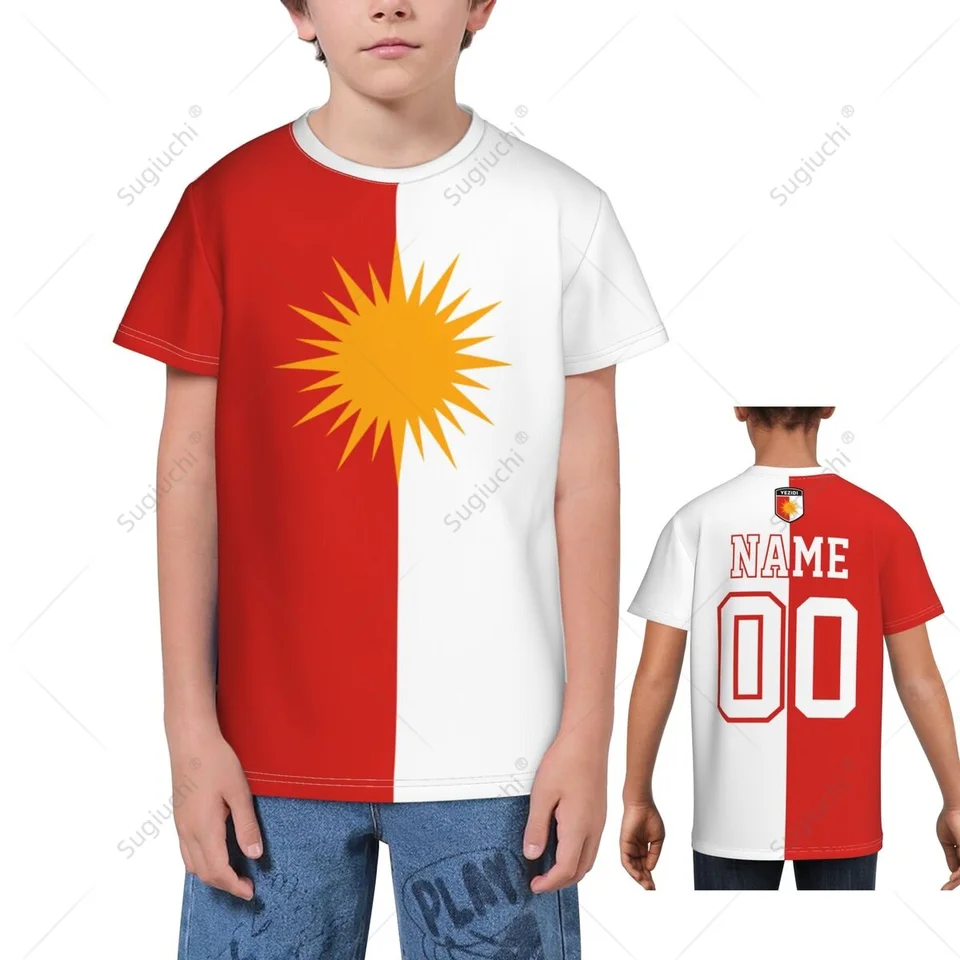 Vlastné meno číslo Yezidi Flag Shield 3D Tričká pre deti mládež chlapec/Girl Tees Jersey futbalové futbalové fanúšikov