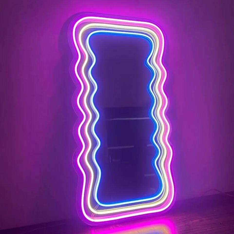 Vlastné neónové zvlnené zrkadlo podpis DIY LED písmen