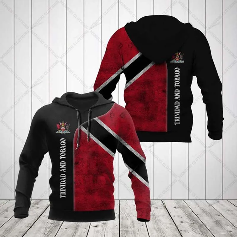 Vlastné názov Trinidad a Tobop Emblem Unisex Grafické mikiny uvoľnené módne mikiny chlapec Príležitostné oblečenie Nadmerné ulice Streetwear