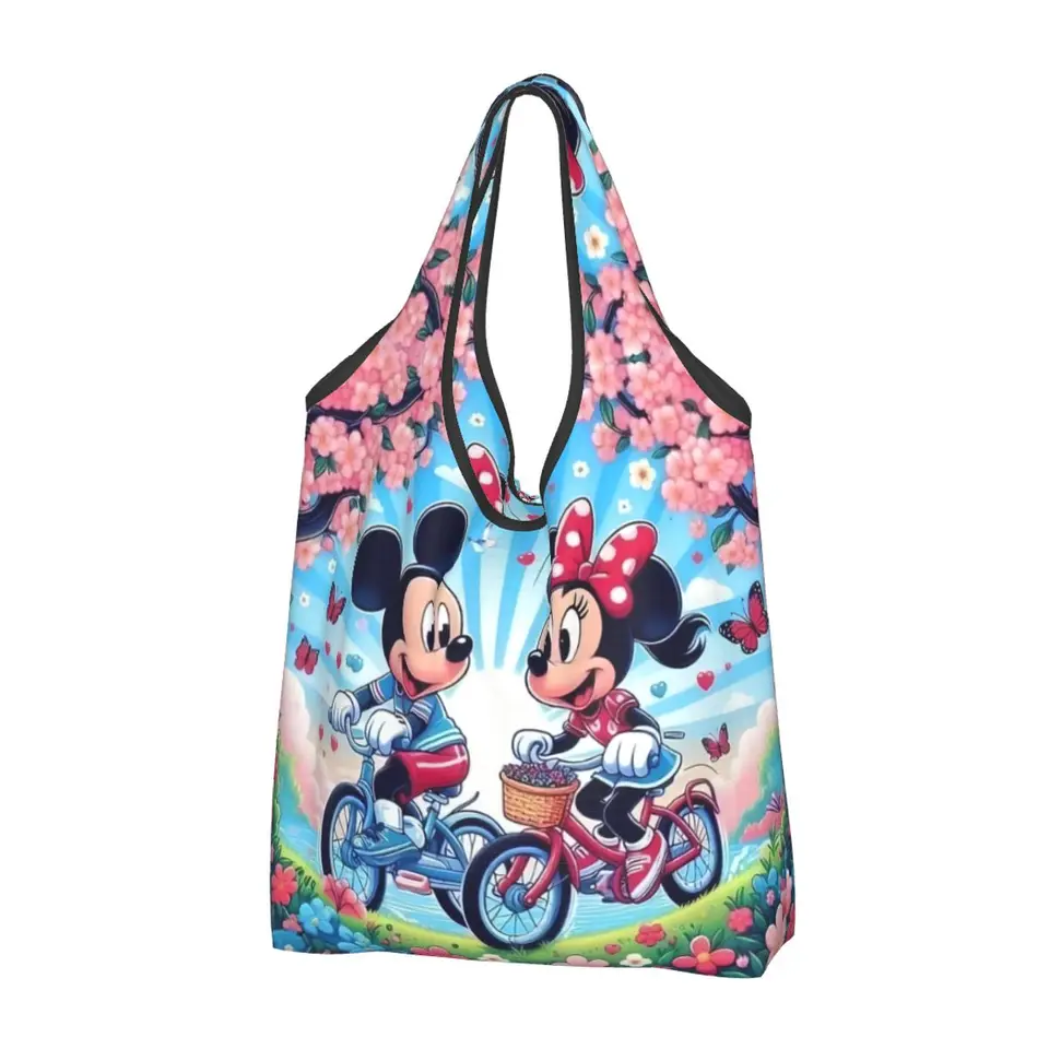 Vlastné opakovane použiteľné Disney Mickey Mouse Shopping Bag Women Tote Bag Prenosná karikatúra nakupujúcich s potravinami