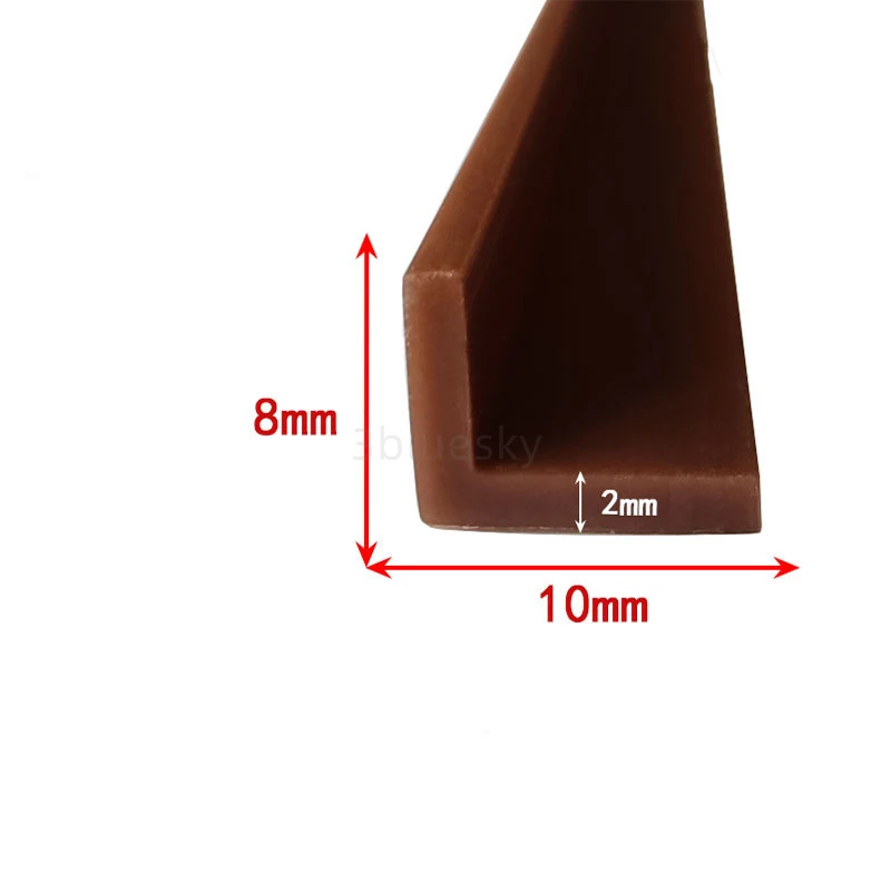 Vlastné pevné silikónové gumové gumy L tesniaci pásový pásový uhol rohu roh rohový chránený kolízny tesniaci tesnenie 8 x 10 mm hnedý priesvitný priesvitný priesvitný