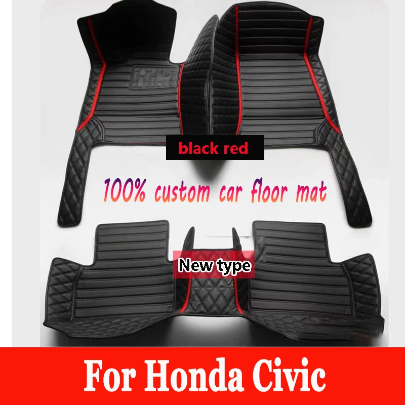 Vlastné podlahové rohože pre Honda Civic 2012 2013 2014 2015 Automobilové doštičky automobilov automobilový kryt koberce interiérové ​​doplnky