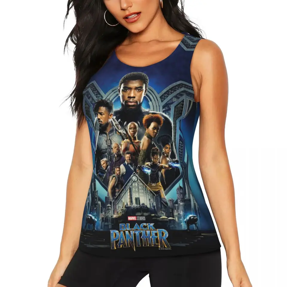 Vlastné postavy Black Panther Over Wakanda Yoga Tops Tops Dámske cvičenie Gym Sports Tirla