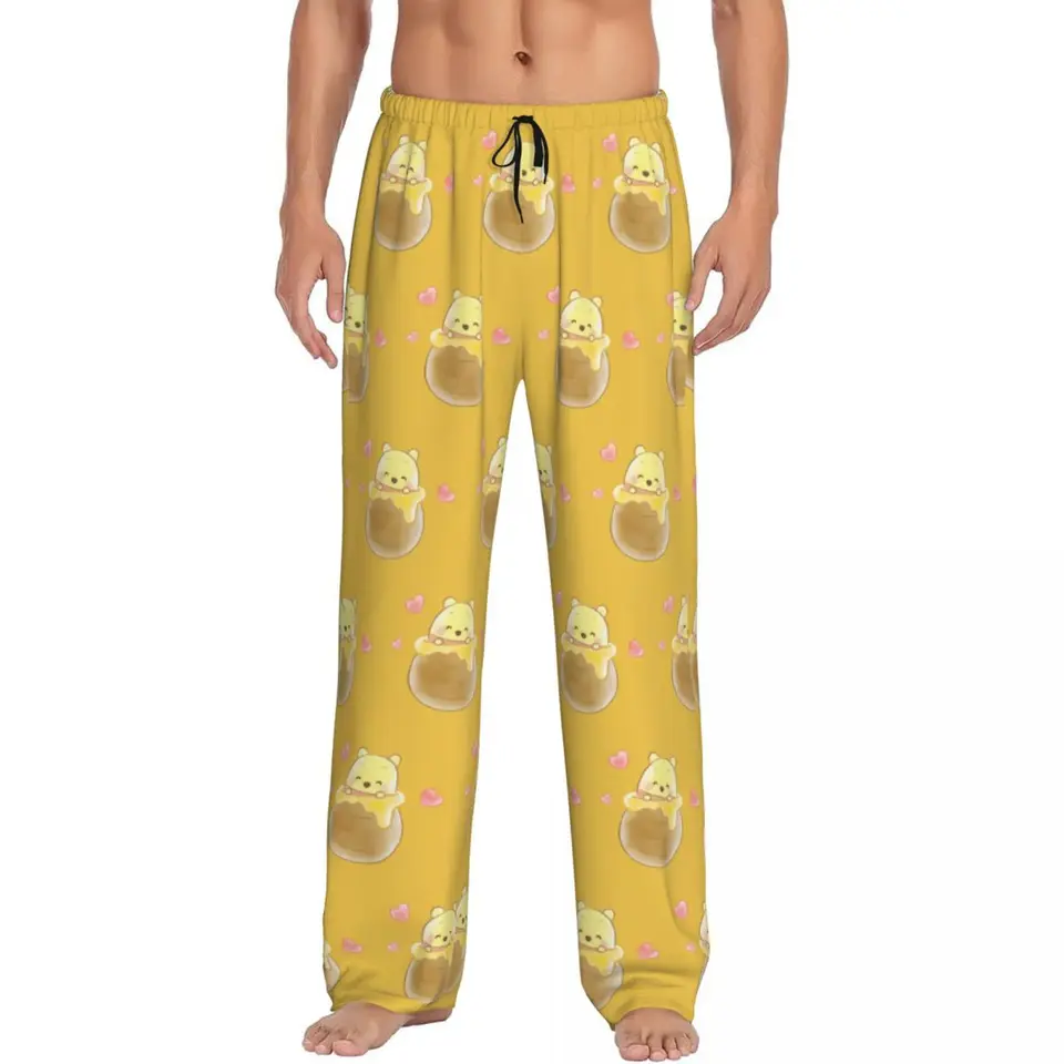 Vlastné roztomilé winnie the Poh pyžama nohavice Pánske kawaii klasické salónik spánok natiahnite spodnú časť spánku s vreckami