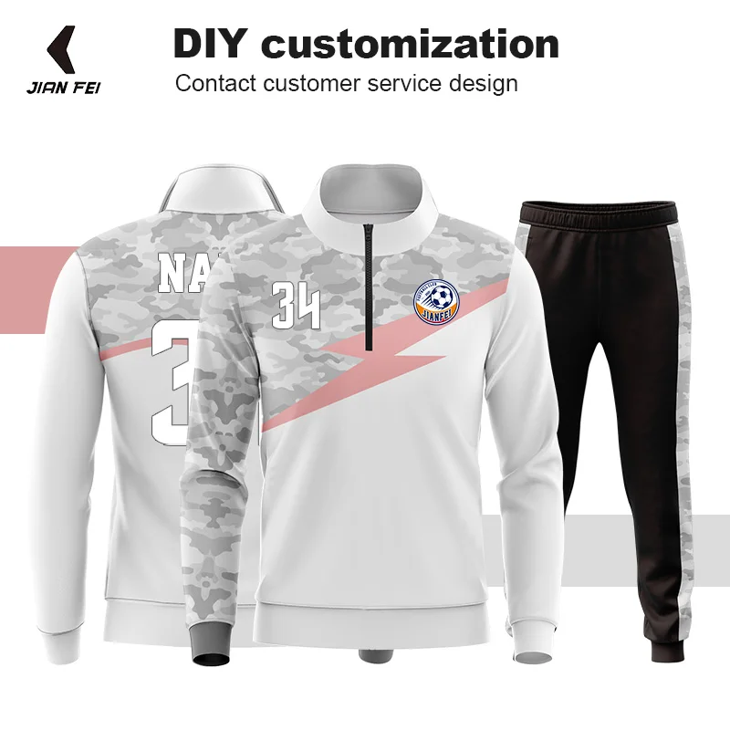 Vlastné sublimácie Polyester plus veľkosť futbalových ukazovateľov mužov Pánske súpravy Half Zipper Jogging Football Tracksuits WX010