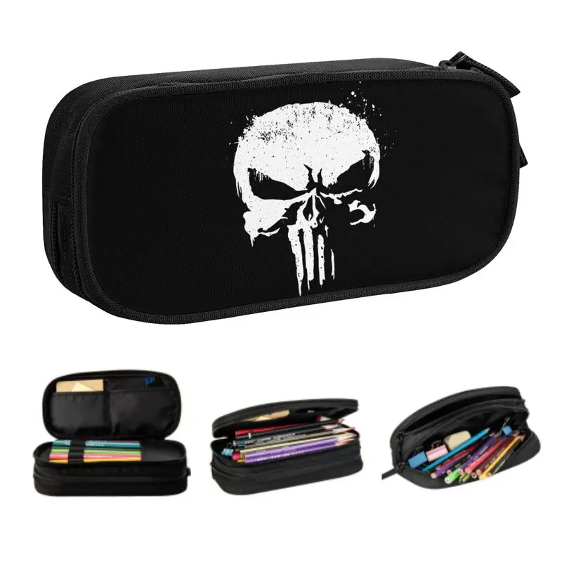 Vlastné superhrdina Kórejský ceruzkový prípady chlapci Gilrs veľká kapacita Punisher lebka ceruzka Cencil Vetka Študenti Študenti