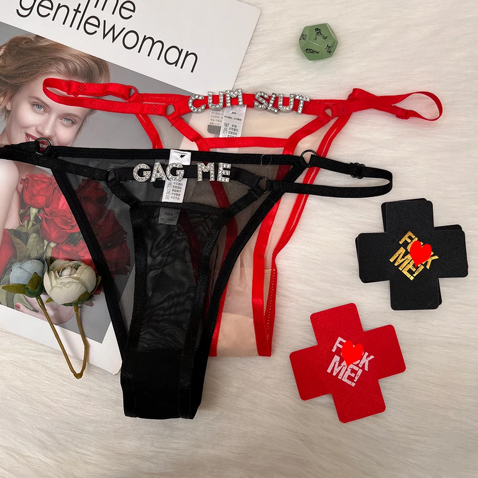 Vlastné tangá s menom čipkou hotwife Prispôsobené nohavičky Prispôsobené kamienkové listy bikiny Sexy spodné prádlo Set Tanga Gifts