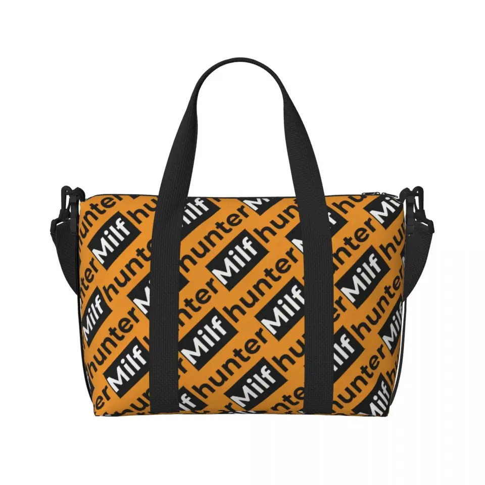 Vlastné vtipné Milf Hunter Adult Humor Joke Beach tote taška pre ženy extra veľká telocvičňa prepravte cestovné nákupné tašky