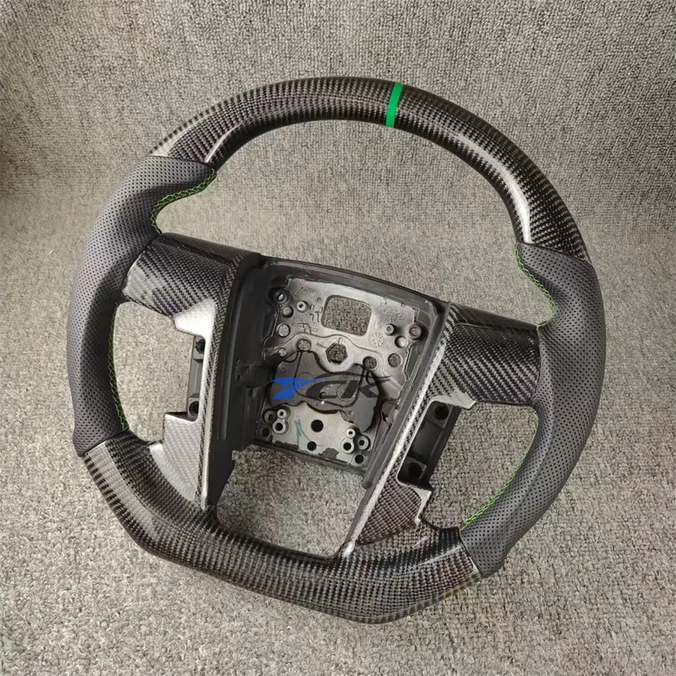 Vlastné úplne nové uhlíkové vlákno perforované kožené volant Zelený stredový pás Automatické príslušenstvo pre roky 2009-2014 F150 Raptor