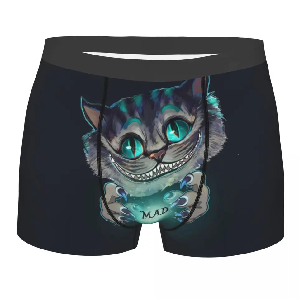 Vlastné šialené cheshire mačky spodná bielizeň muži priedušní boxer briefs šortky nohavičky mäkké spodky pre muža