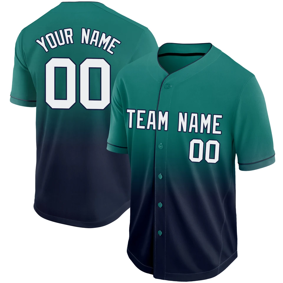 Vlastný baseballový dres s krátkym rukávom Softball Softball Softball Jersey Gradient Color Print Design Názov/číslo Unisex