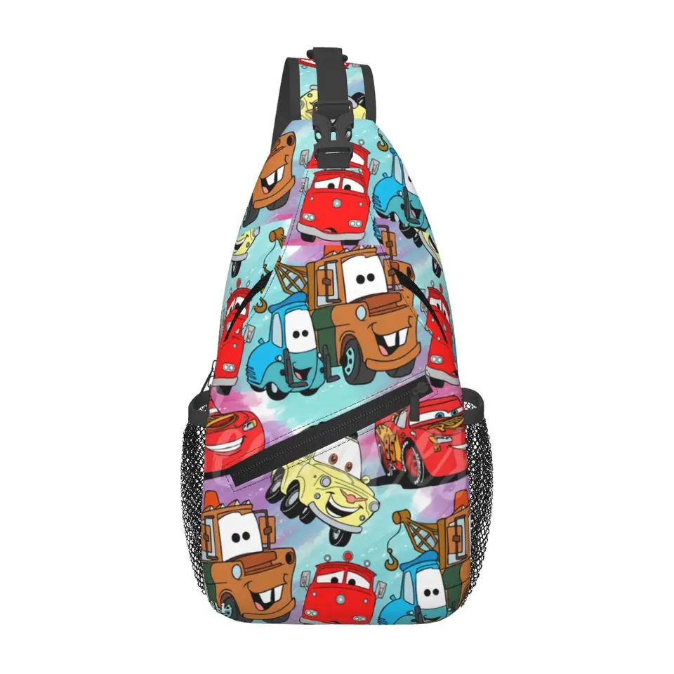 Vlastný blesk McQueen Cars Collage Crossbody Crossbod Hrúbka na hrudi na ramene vrecká na praky na cestovanie na turistické vrecká