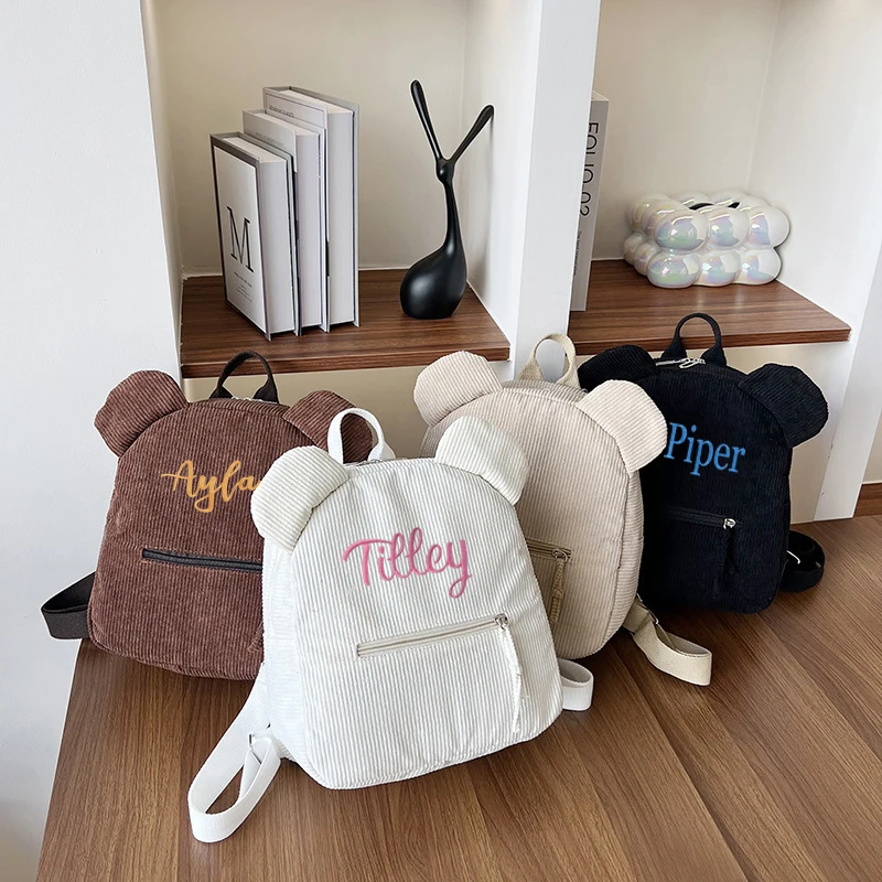 Vlastný medvedí batoh vyšívané meno Kids School Batoh batoh pre deti Darné párty darčeky narodeninové tašky s personalizovaným menom