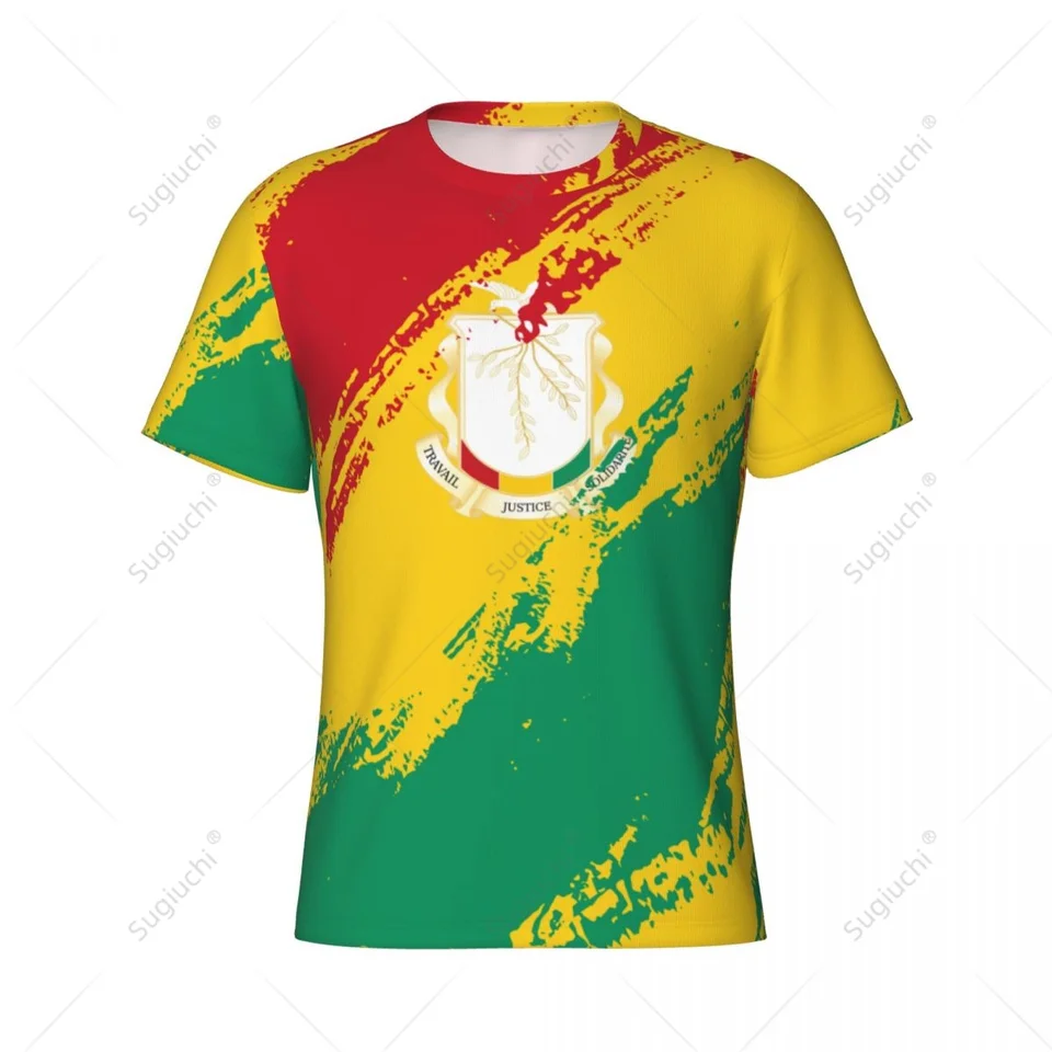 Vlastný názov Nunber Guinea Flag Color Men Tesné športové tričko Dámsky dres pre futbalových futbalových fanúšikov