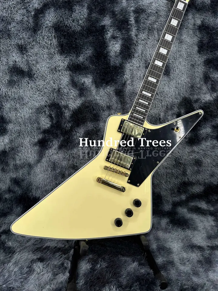 Vlastný prieskum krém žltá elektrická gitara 6-reťazec 2h pickup Solid Body Rýchle preprava