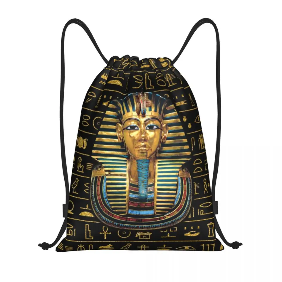 Vlastný staroveký zlatý faraón Egypt King King Tut Replace batoh športovej telocvične Bag Ženy Men Egyptský hieroglyfický nákupný vak
