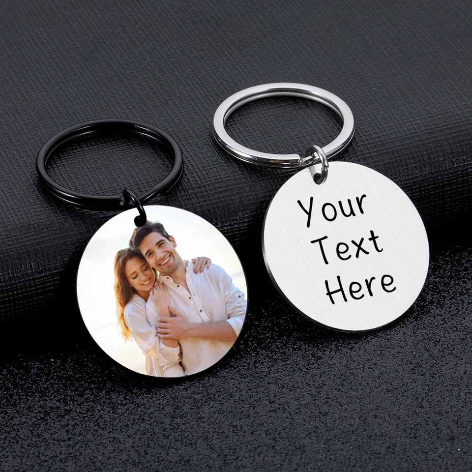 Vlastný textový text Keychain personalizovaný zdvojnásobený obojstranný obraz pár kľúče pre priateľa, ktorý mu je vianočné výročie darček