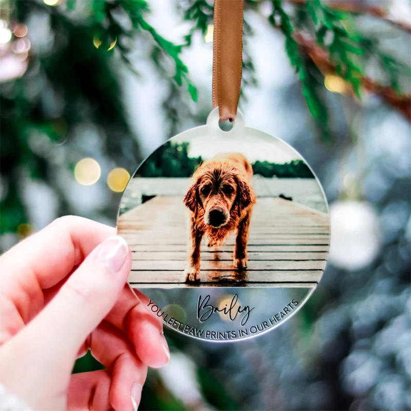 Vlastný vianočný psov pamätník ozdoba darček pre dieťa Pet Cat Lovers Personalizované akrylové dekorácie narodeninový darček