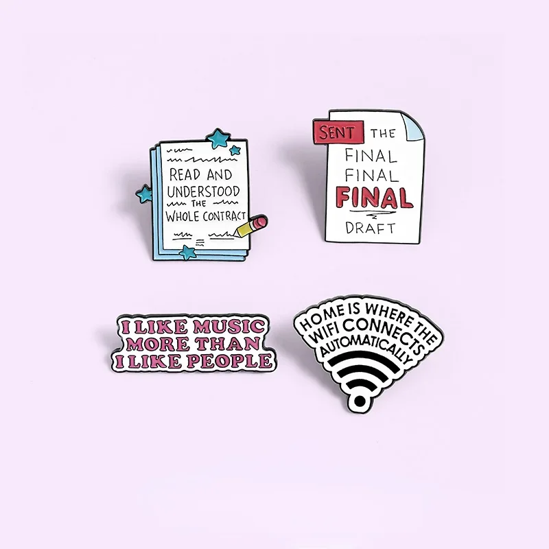 Vlastný vtipný odpad život citát smaltované špendlíky WiFi Star Post-It Read Write Listy Listy PIN PIN BROOJES ŠPECKÉRY DARČEK PRIATEĽA WOLESALE