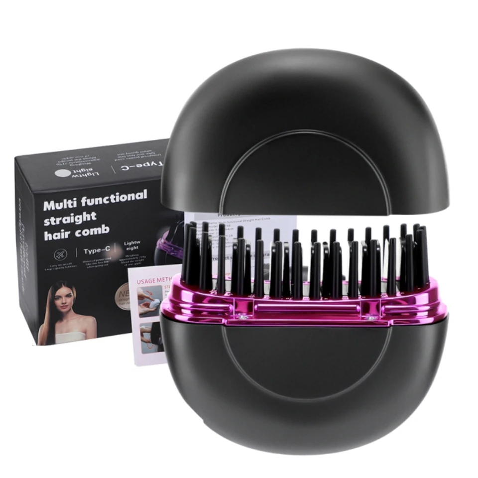 Vlasy Brush Brush Mini Hot Comp Hair Styler Stylerové rastlinné proteínové poťahovanie Hladká starostlivosť o vlasy Hrebeň pre krátke vlasové kučery