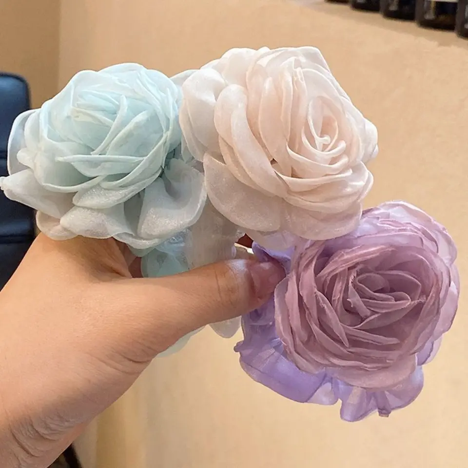 Vlasy kvetinové kvetiny pásy camellia kvetinové vlasy prsteň ružové lano lano Kórejský štýl vlasové doplnky elastické vlasové pásy