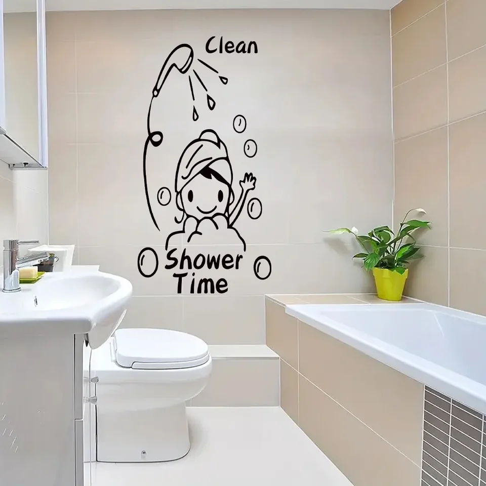 Vlean Show Time Time Bath Wall Stickers Decotion Decotion for Obýva