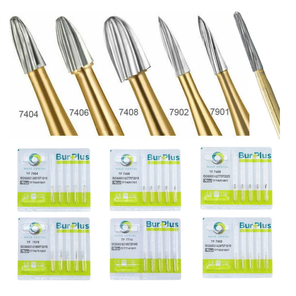 Vlna zubný volfrám Carbidt Series 12 Bladed Fining Fining Tasted Cutter Rotary Burr Dremel Operative Brinding Burs Burs Drills 5 PCS