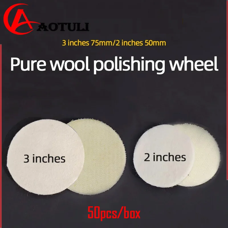 Vlnené leštiace kolesá plstené kolesá brúska podložka v podložke s jemným leštením 3 palcov 70 mm/2 palce 50 mm pre kovové sklo