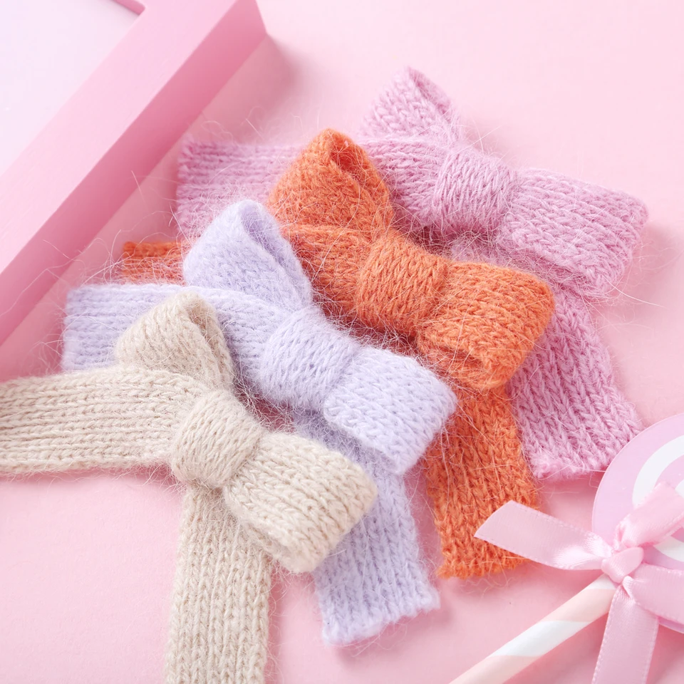Vlnené pletené vlasy luky roztomilé vlásenky Dievčatá BB Clips Sladké vlasové svorky Barrettes masívny klip Detské klipy hlavy módne účes