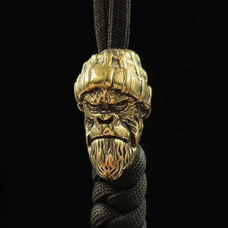 Vlnený klobúk gorilla hlava socha mosadz nôž korálky zvierat orangutan edc DIY tkané paracord šnúrky Kúzla prívesky Prívesky