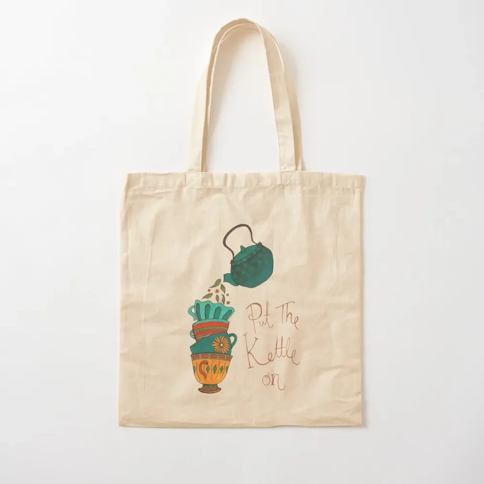Vložte kanvicu na čajový hrniec ilustráciu ilustráciu TOTABLA Ručné tašky Lady University Shopper Bag Vlastná látka