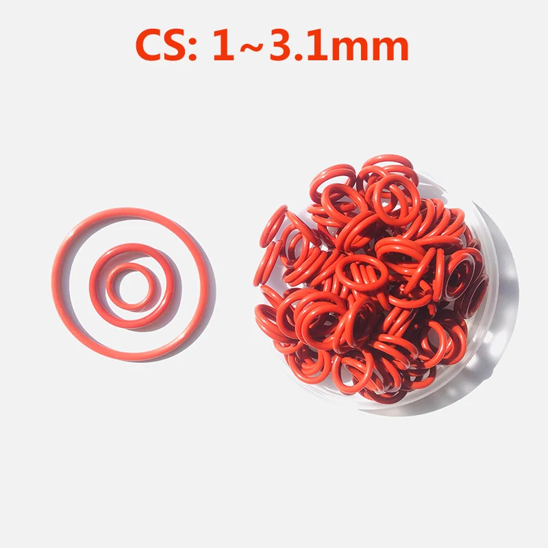 VMQ O Kruhové tesnenie CS 1 1,5 2 2,5 3,1 mm červený silikón VMQ oringový tesnovač