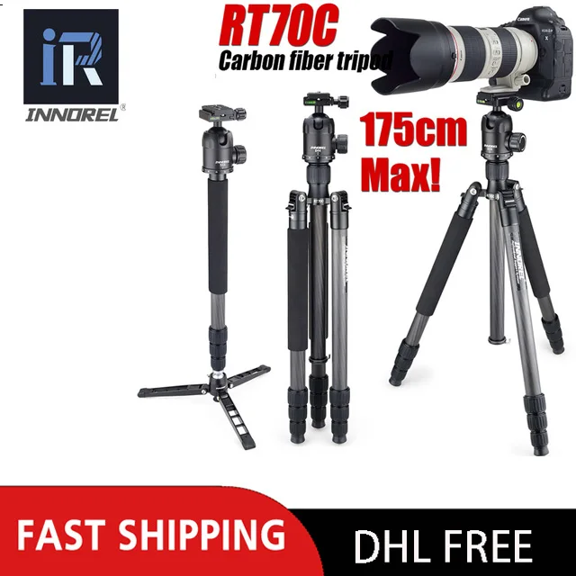 VNOREL RT70C 15 kg medveď maximálna výška 175 cm Profesionálny prenosný monopod DSLR DSLR DSLR TRODOD