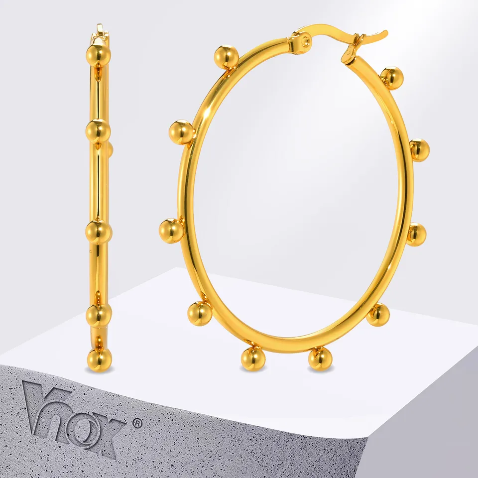 VNOX Fashion Práce kúzla obručové náušnice pre ženy, jednoduchá z nehrdzavejúcej ocele okrúhle kruh obrubky darčekové šperky