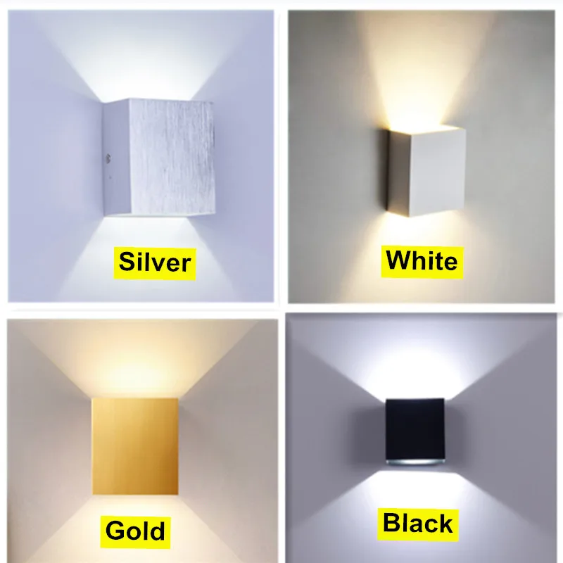 Vnútorná LED nástenná lampa hliníková kocka v štýle zlata strieborná stena svetlo pre spálňu obývacia izba Koridor stranou osvetlenie AC110V 220V