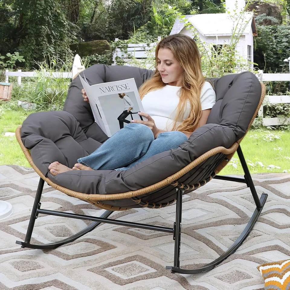Vnútorné outdoorové výkyvné stoličky, Moderné veľké ležadlá s vankúšom, Rattan Royal Egg Storik pre spálňu