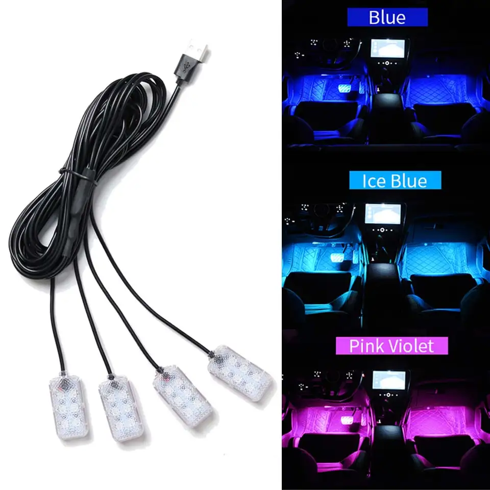 Vnútorný interiér LED LED LIGHT Light Foot Podino dekorácia Svetelný pás s USB Auto RGB Atmosféra Light Light Lights Doplnky