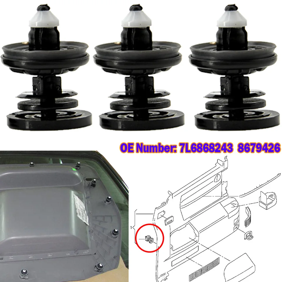 Vnútorný klipový klipový klipový klipový klip pre VW Caravelle Multivan California Transporter T4 T5 T6 7L6868243 8679426
