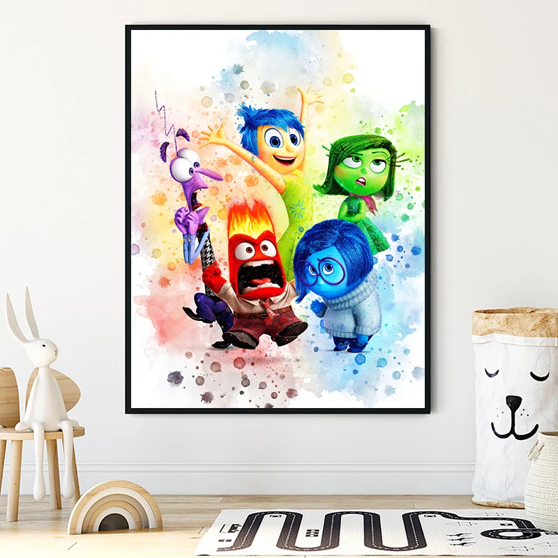 Vnútri out tlat Pixar Disney Watercolor Art Canvas Painting Cartoon Plaget Wall Pictures Detská izba domáca dekorácia