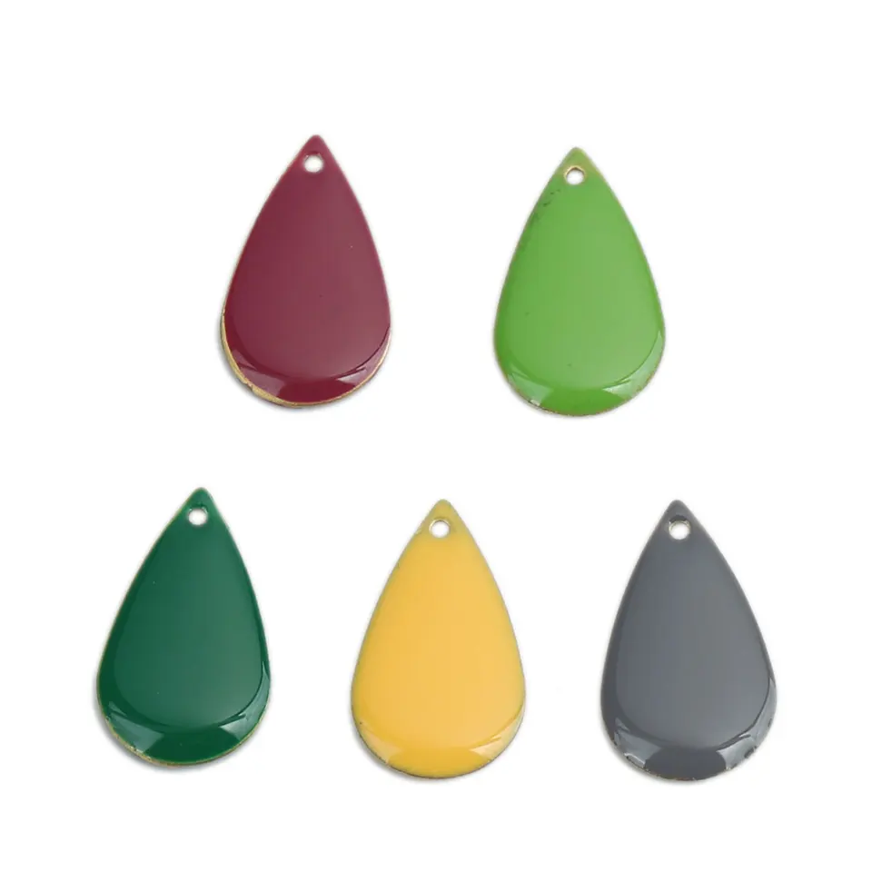 Voda Drop Smalt Pendants Medená smaltované obojstranné flitre Neprešľané 21*13 mm (4/8 