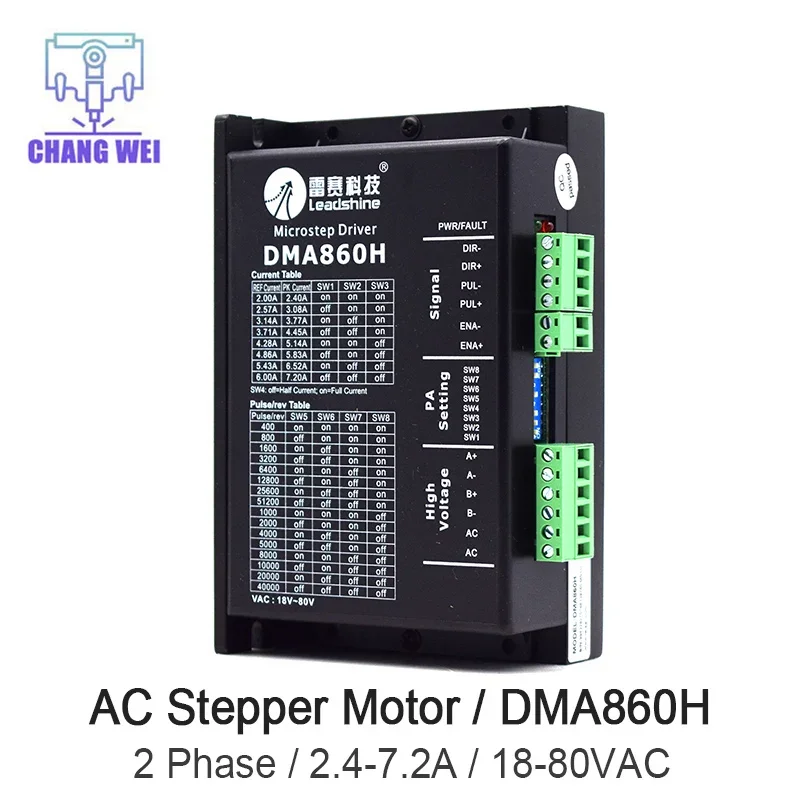 Vodič DMA860h 2 fázový ovládač 18-80VAC/DC24-80V pre 60/86/110 (NEMA23/34/42) Krokový ovládač motora