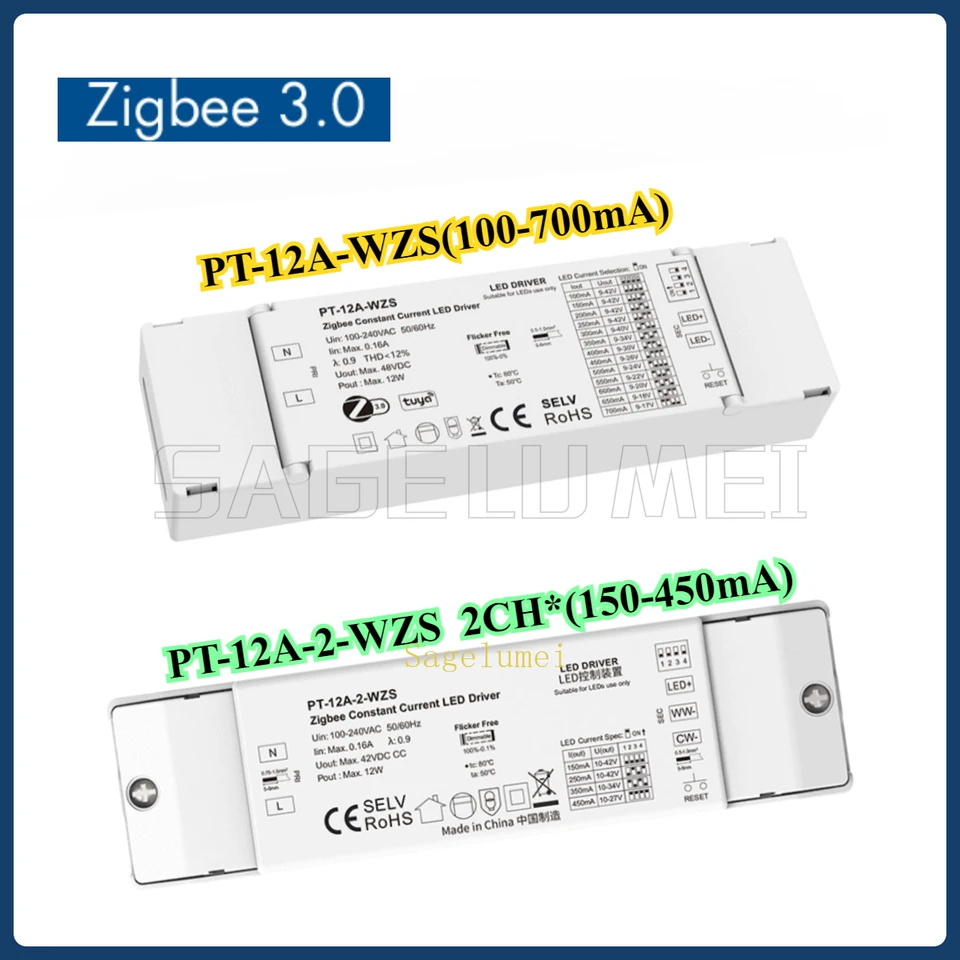 Vodič LED 100-700MA/ 2X (150 ~ 450) MA pre reflektor a dekoratívne aplikácie 10-42VDC 12W ZIGBEE 3.0 Konštantný prúd