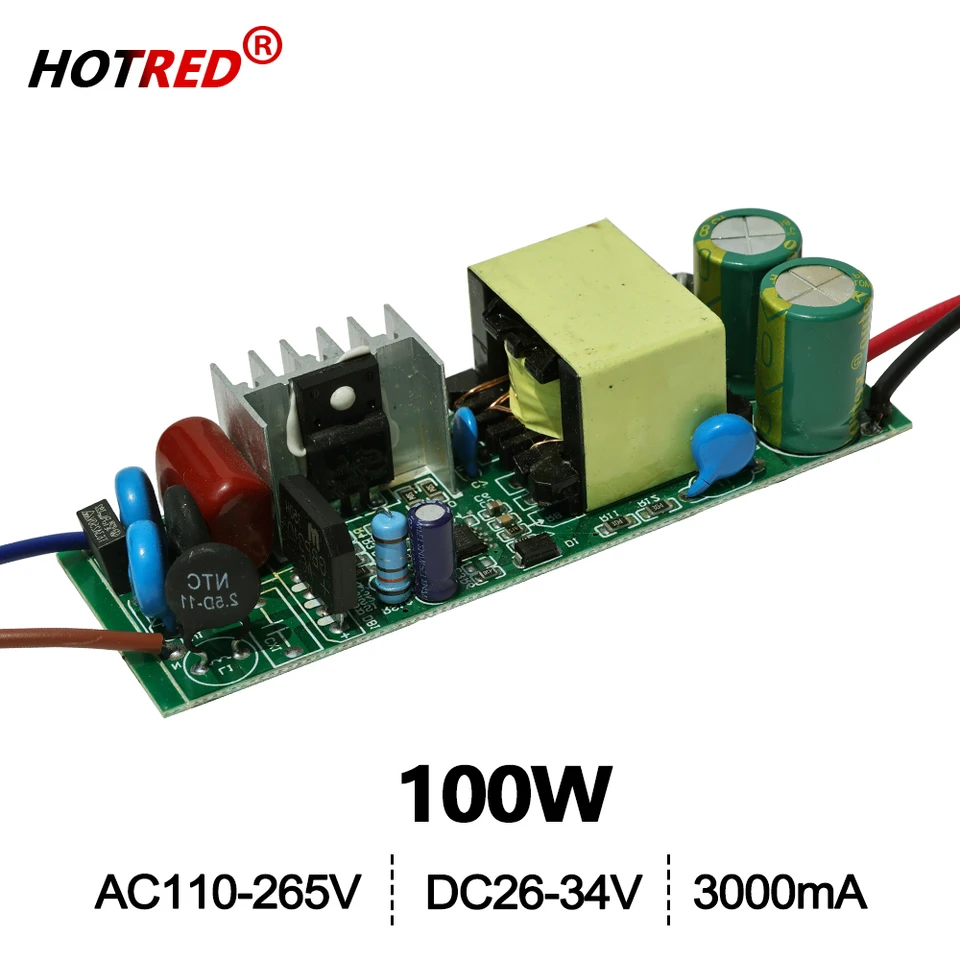 Vodič LED 100 W DC26V 30V-34V 3000MA Vysoký PF Power Power Power Constanter Transformers Transformátory AC110V 220V doska s rozptylom zahrievaní