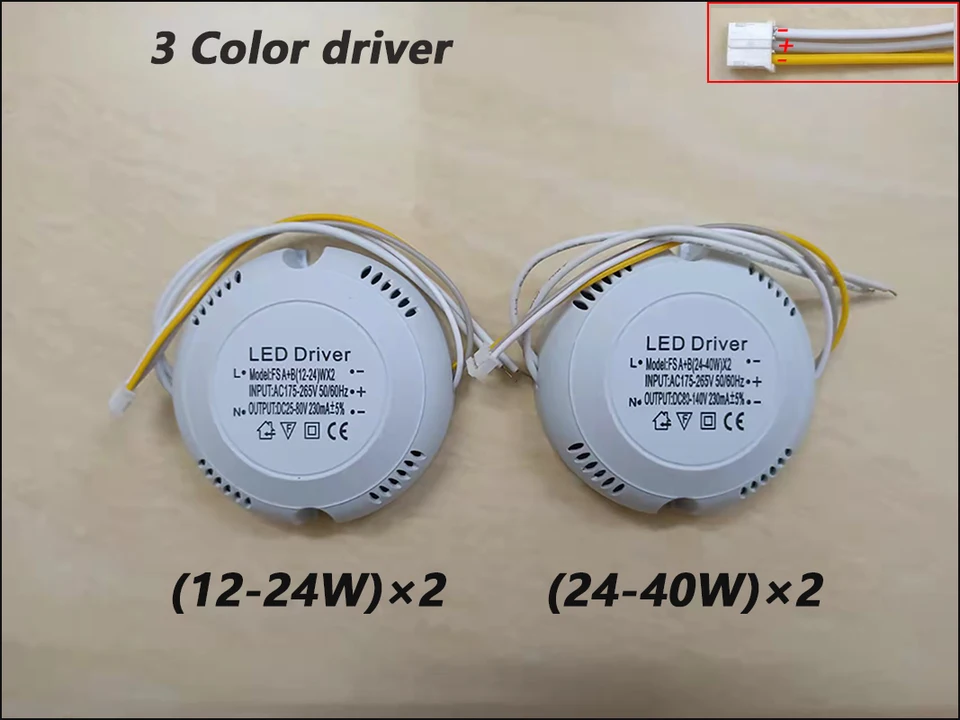 Vodič LED ovládača 240MA 12-24W/24-40W SMD SMD Svetelný stropný zdroj napájania 3 Farba 3pin osvetľovacie transformátory Vstup AC175-265V
